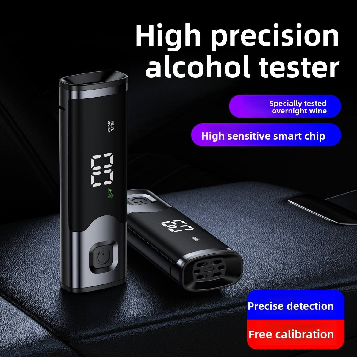 Alcoholímetro portátil de alta precisión sin contacto: alcoholímetro digital profesional con pantalla LCD, recargable e higiénico