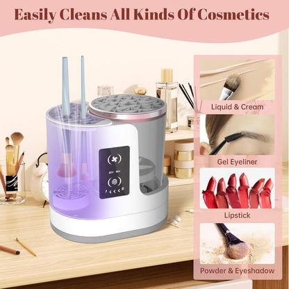 Portable Electric Makeup Brush Cleaner – Automatic Spinning Cosmetic Brush Cleaning Tool for All Brush Sizes