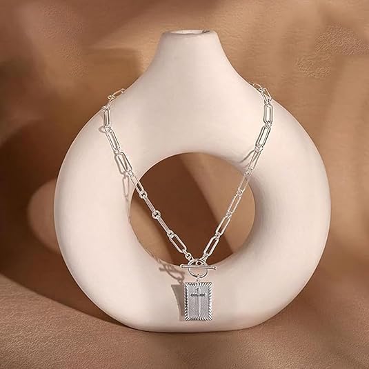 Collar con colgante de cruz chapado en oro y plata para mujer