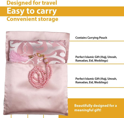 Elegante Conjunto de Presente de 3 Peças: Tapete de Oração de Viagem e Tasbih