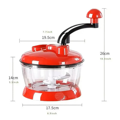 Manual Garlic Chopper & Vegetable Cutter - Multifunction Hand-Powered Food Processor & Meat Grinder - Onion, Chili & Ginger Slicer Masher