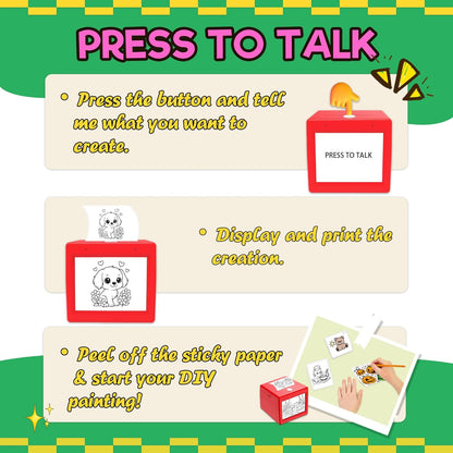 Impresora de pegatinas inteligente con voz y IA para niños