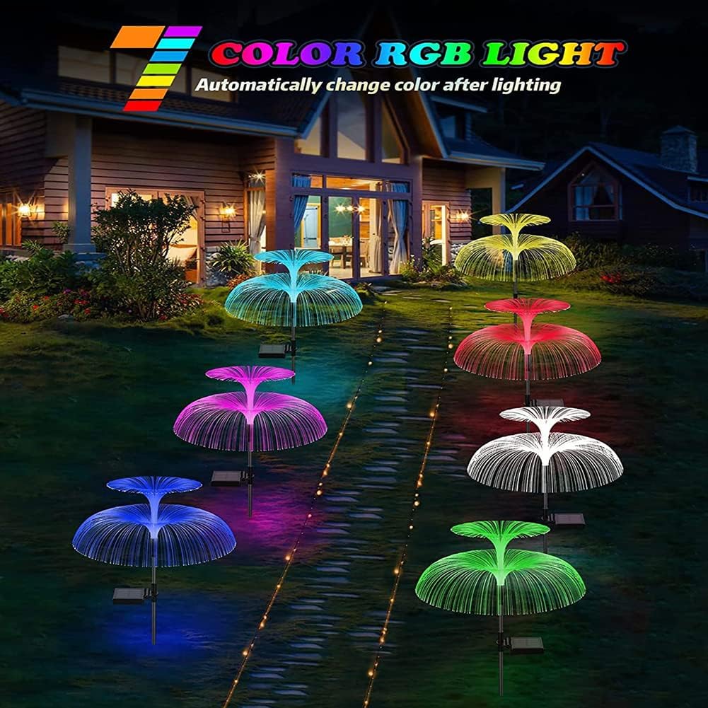 Lámpara LED de medusas que cambia de color (7 colores) – Luz navideña luminosa para exteriores