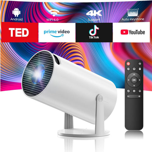 Proyector inteligente portátil con sistema Android – Mini proyector de cine en casa con WiFi 5G y Bluetooth