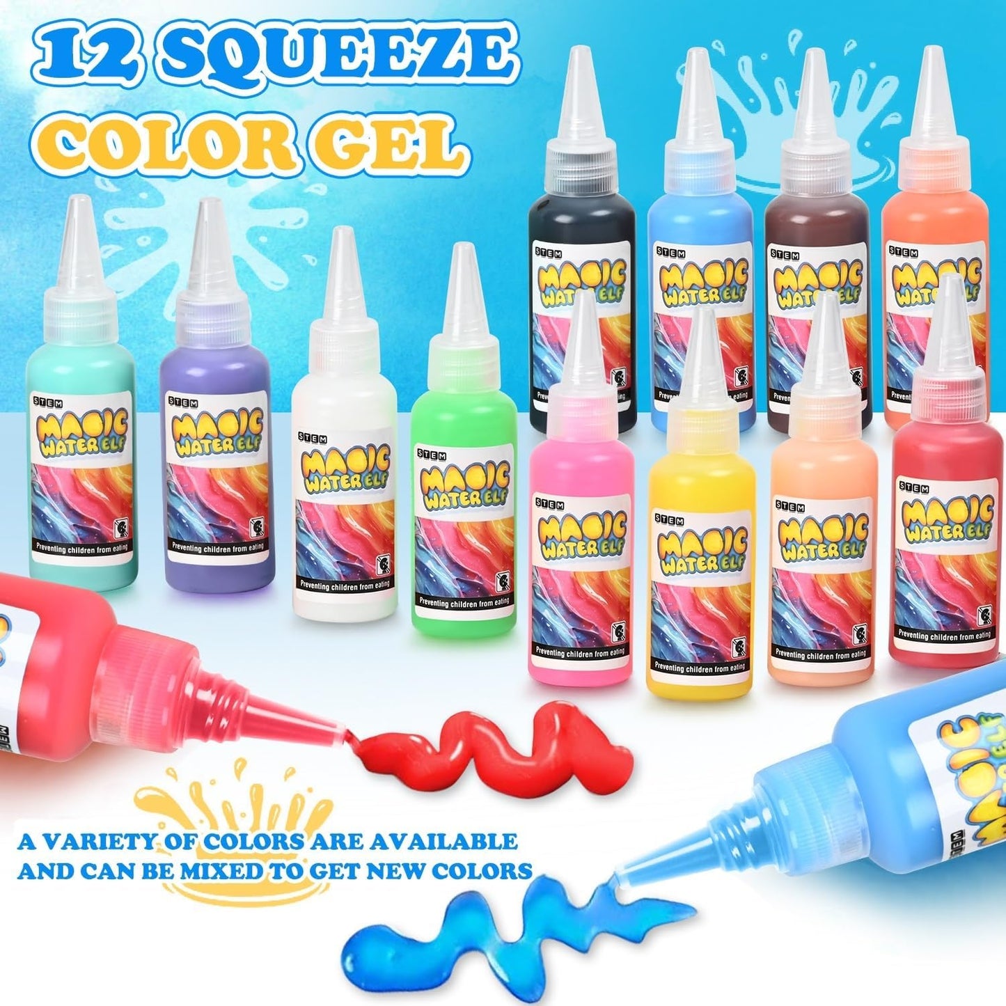Kit Elfo Mágico de Água – Conjunto de Gel de Fada Aquática com 12 Géis Mágicos e 12 Moldes | Brinquedo STEM Macio DIY para Crianças