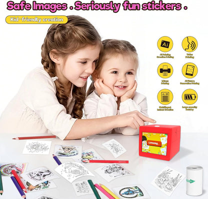 Impresora de pegatinas inteligente con voz y IA para niños