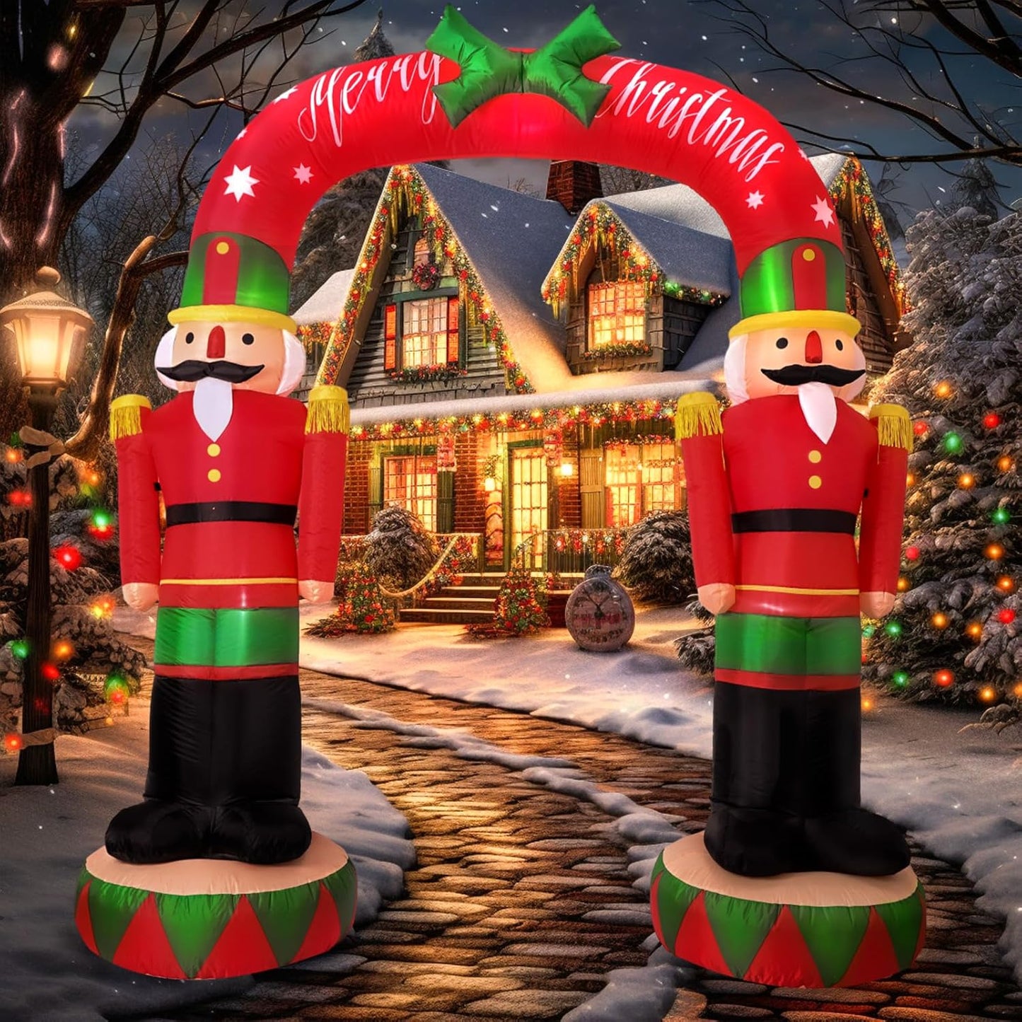 Arco Insuflável Quebra-Nozes de 2,4 metros – Decoração Gigante de Natal para Entrada Exterior