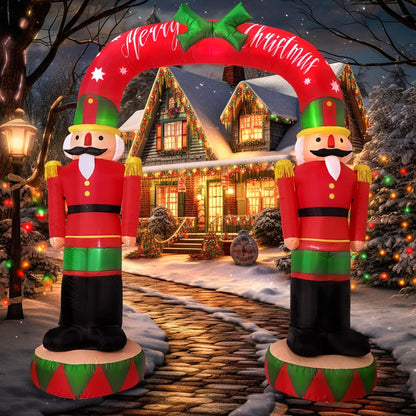 Arco Insuflável Quebra-Nozes de 2,4 metros – Decoração Gigante de Natal para Entrada Exterior