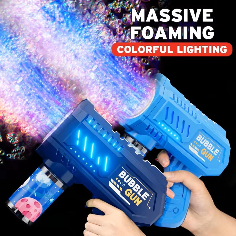 Máquina de Bolhas Automática com Luzes LED – Brinquedo de Bolhas sem Pilhas para Crianças