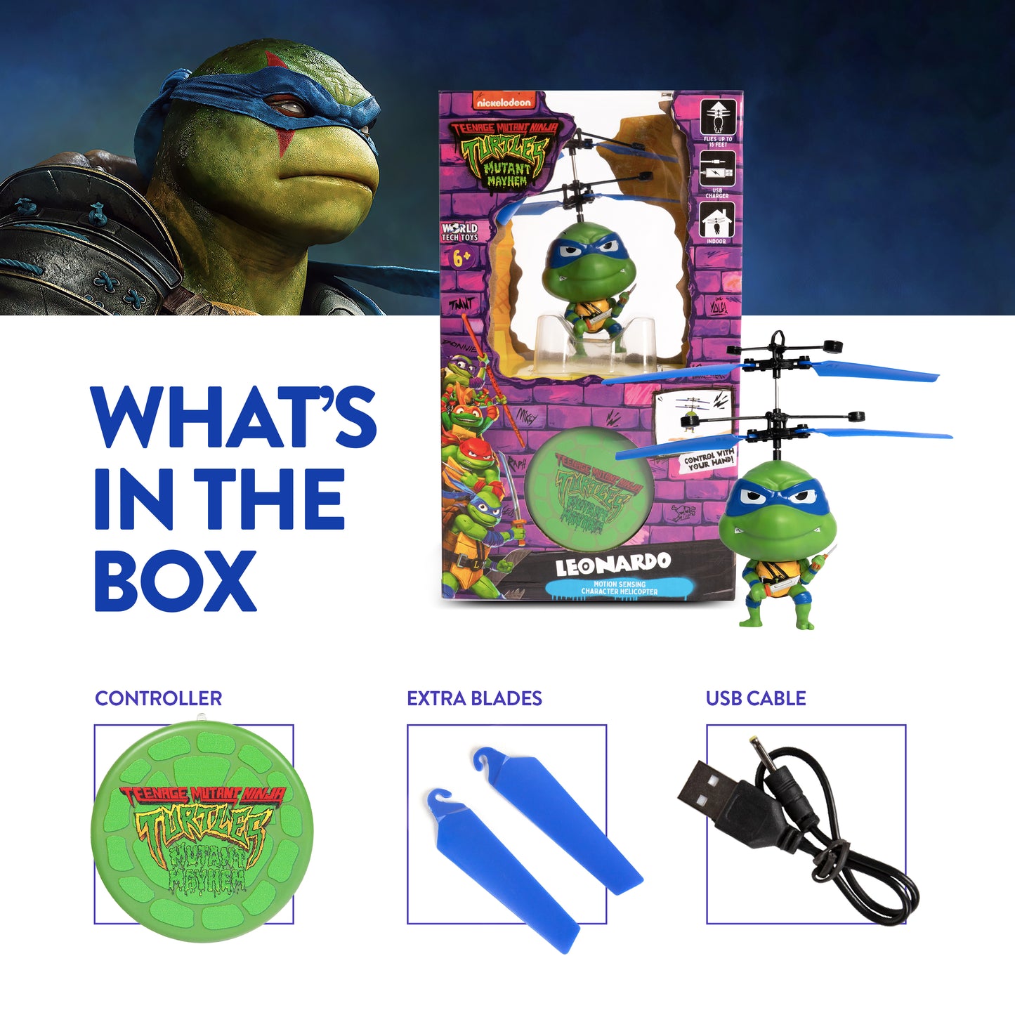 Série de Helicópteros UFO com Sensor de Movimento de 3,5" Nickelodeon TMNT Big Head