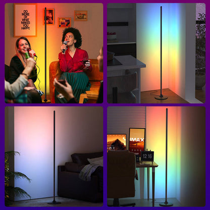 Lámpara de pie LED RGBIC inteligente - Lámpara de ambiente moderna que cambia de color