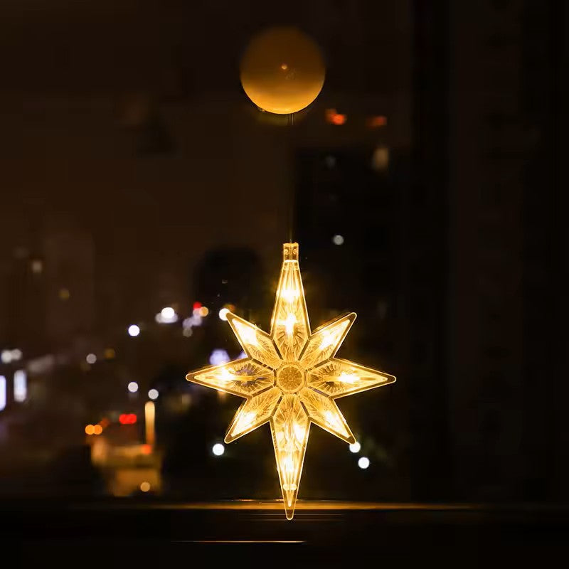 Luzes de Fada de Natal – Luzes Solares LED em Cortina de Estrelas e Luas
