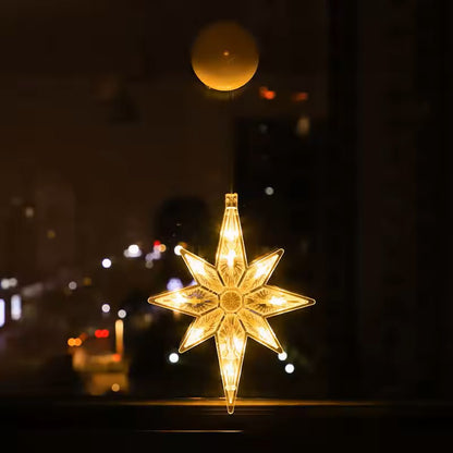 Luzes de Fada de Natal – Luzes Solares LED em Cortina de Estrelas e Luas