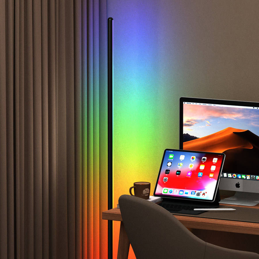 Lámpara de pie LED RGBIC inteligente - Lámpara de ambiente moderna que cambia de color