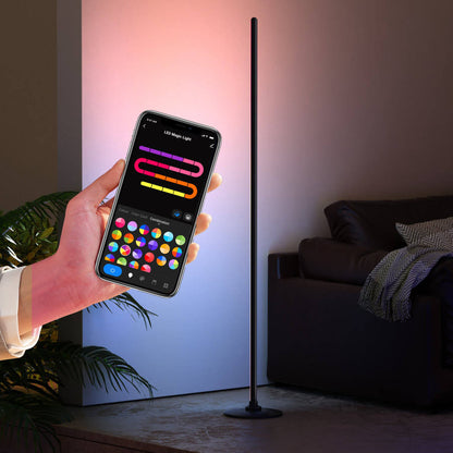Lámpara de pie LED RGBIC inteligente - Lámpara de ambiente moderna que cambia de color