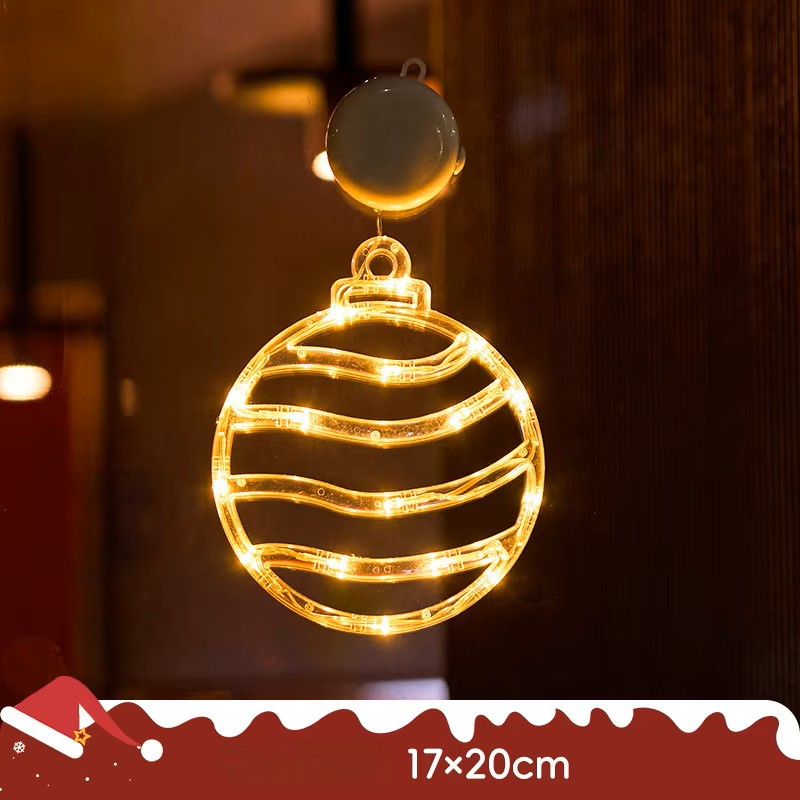 Lámpara colgante de ventosa LED de Navidad con copo de nieve y Papá Noel – Decoración festiva para ventana/pared