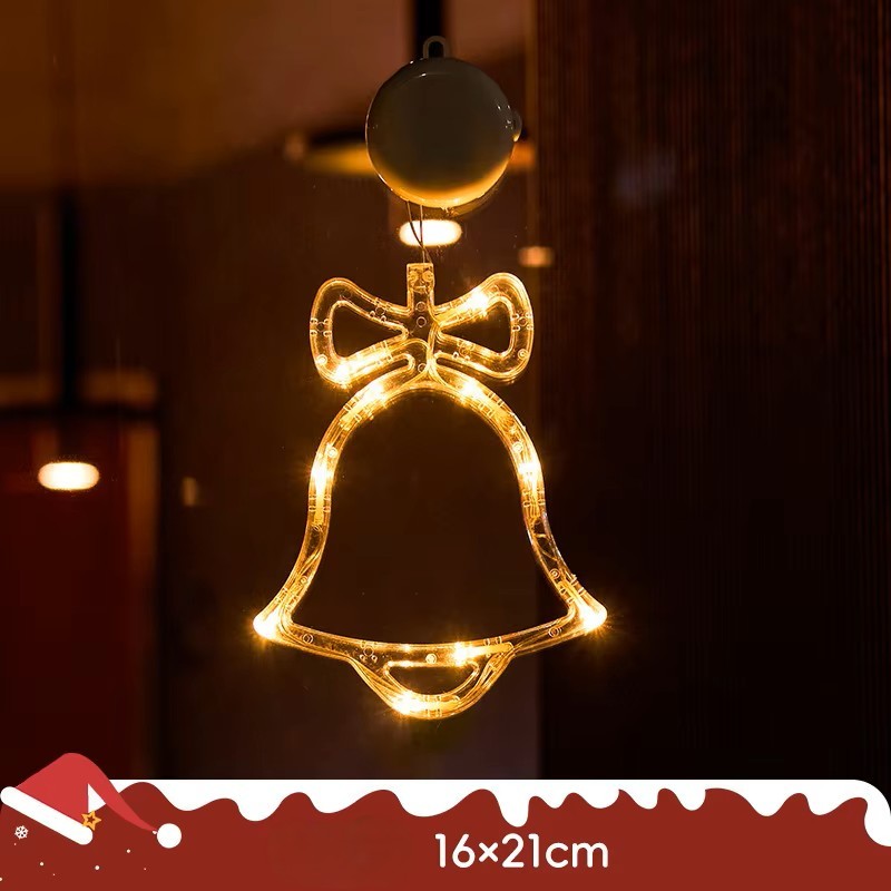 Lámpara colgante de ventosa LED de Navidad con copo de nieve y Papá Noel – Decoración festiva para ventana/pared