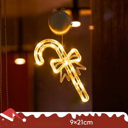 Lámpara colgante de ventosa LED de Navidad con copo de nieve y Papá Noel – Decoración festiva para ventana/pared