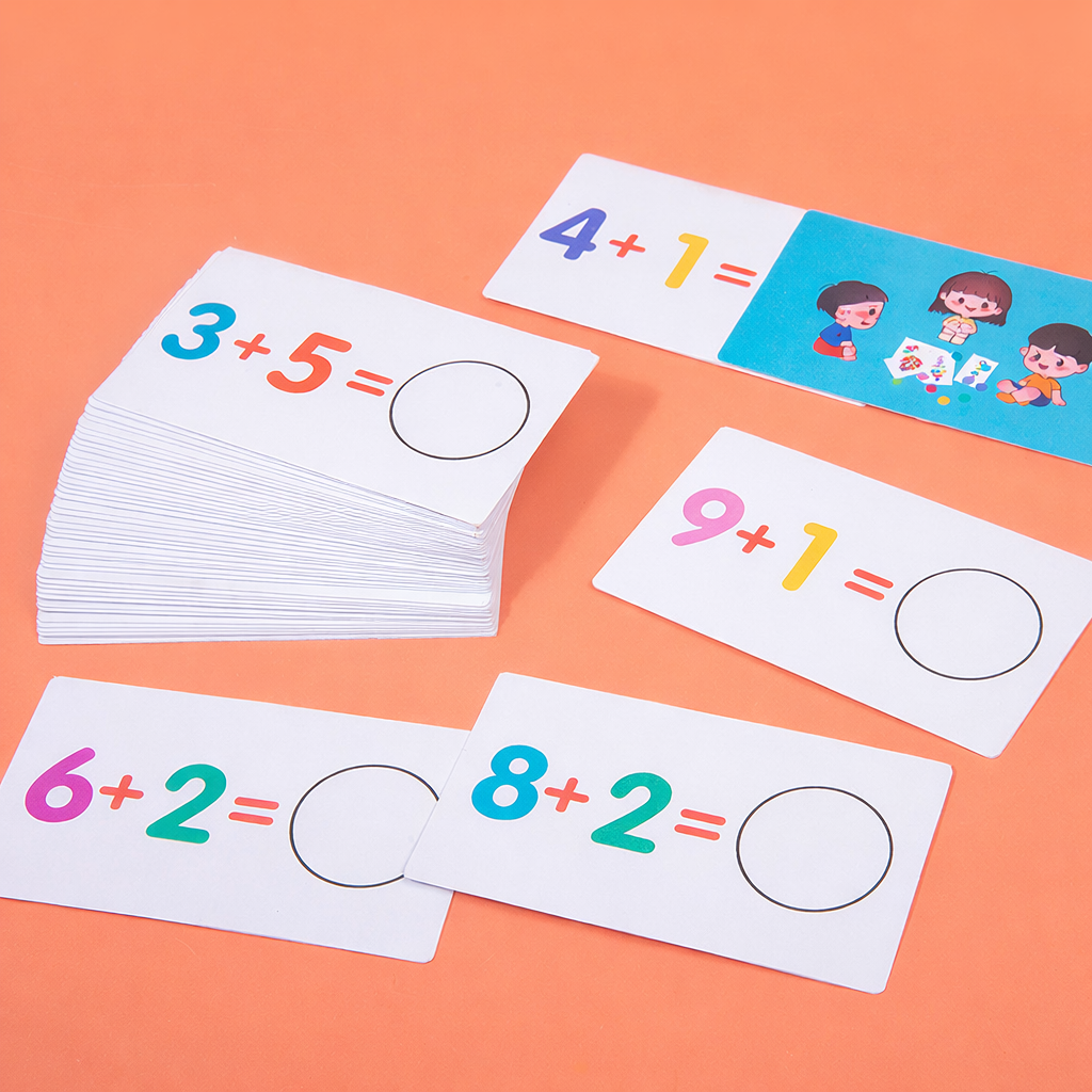 Conjunto de Brinquedos Montessori de Contagem de Números - Jogo de Aritmética com Contas de Madeira e Cartões