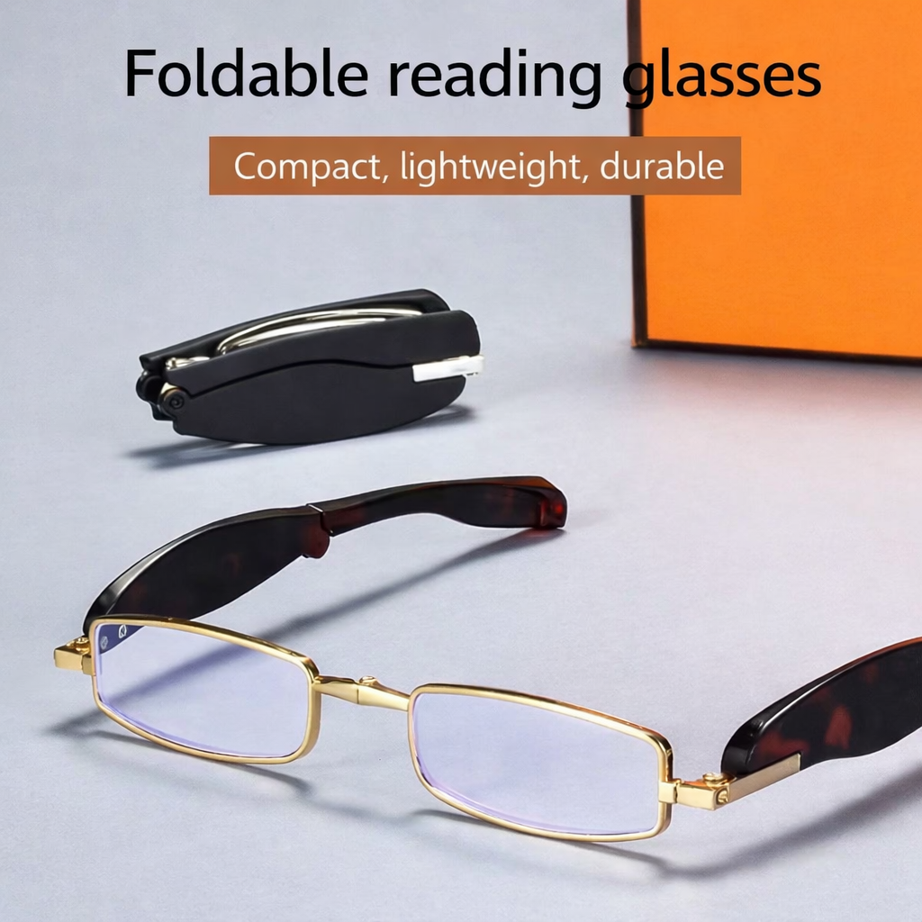 Gafas de lectura plegables: lectores de bolsillo portátiles con rotación de 360° y luz azul anti-azul para hombres y mujeres – Compactas y cómodas de alta definición