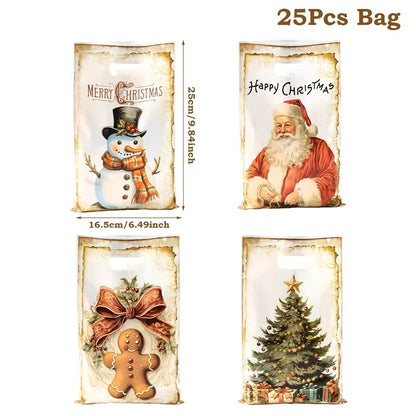 10/25/50pcs Christmas Gift Bags – Cute Santa Claus & Holiday Hand Bags