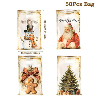 10/25/50pcs Christmas Gift Bags – Cute Santa Claus & Holiday Hand Bags