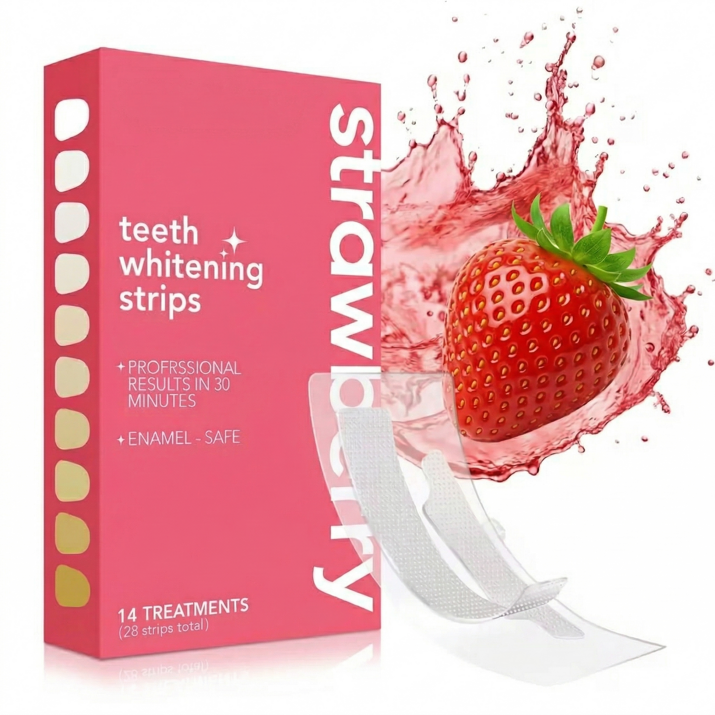 Tiras branqueadoras de dentes sem álcool e com sabor a fruta