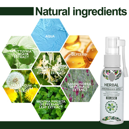 Spray de Alívio Natural de Hemorroidas à Base de Plantas Spray Corporal Calmante para Cuidados Anais para Dor e Inchaço