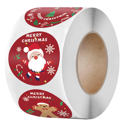 Rolo de autocolantes decorativos Feliz Natal - 500 unidades