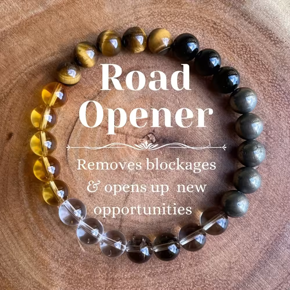 Natural Crystal Healing Bead Bracelet – Handcrafted Lucky Charm Cord