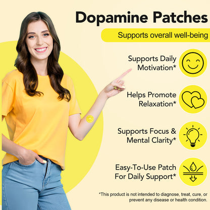 Solotree Dopamine Transdermal Patches – Natural Focus & Mood Support Patches for Cognitive Clarity & Motivation