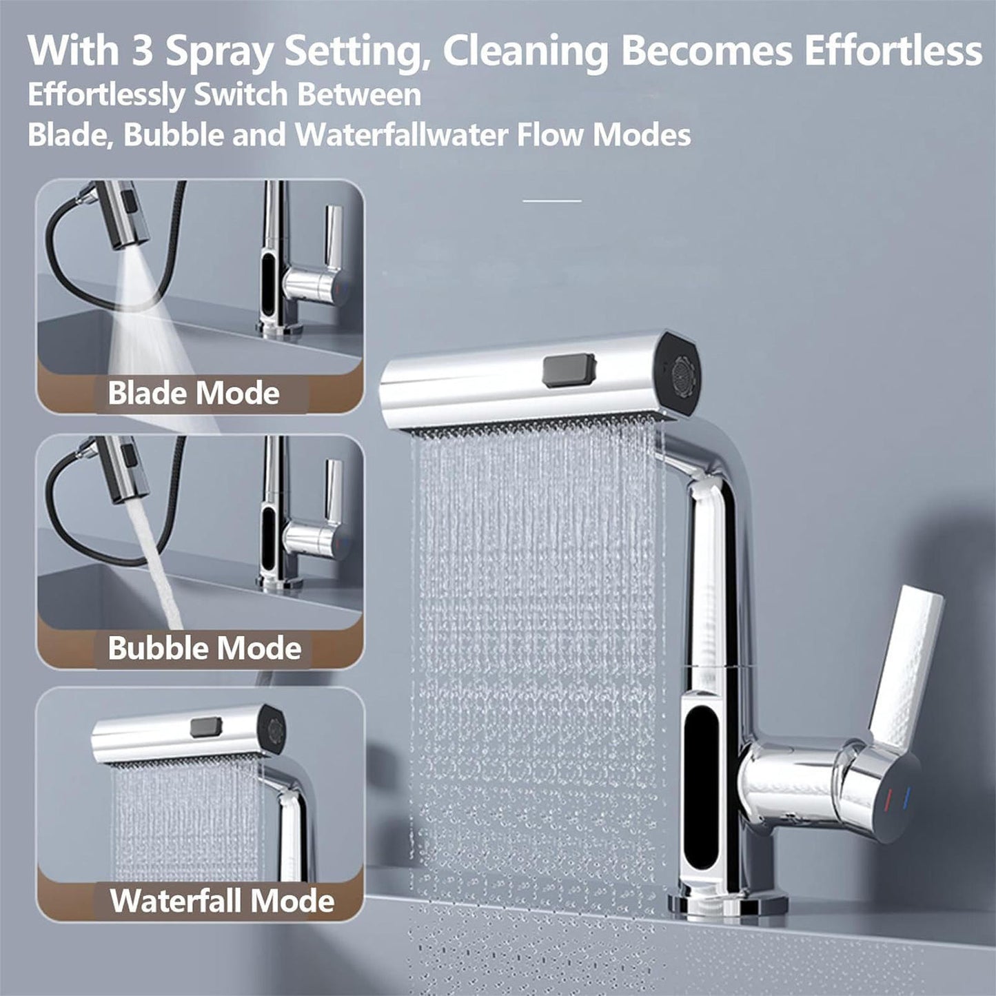 Digital Temperature Display Pull-Out Basin Faucet