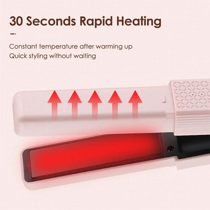 Cordless USB Mini Hair Straightener & Curler with Ceramic Plates