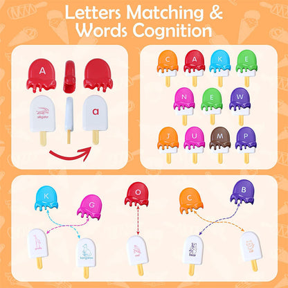 Set de juguetes para emparejar el alfabeto de helados Montessori