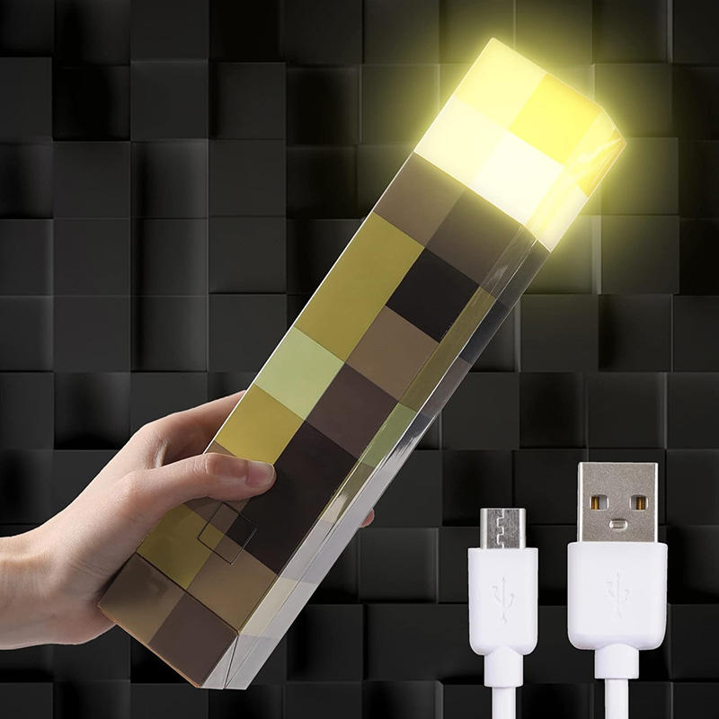 Antorcha LED que cambia de color inspirada en Minecraft – Luz nocturna recargable por USB para montar en la pared