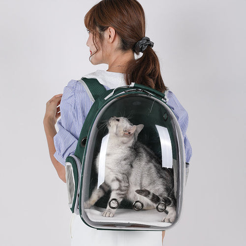 Mochila Transparente e Respirável para Animais de Estimação - Transportadora de Viagem Expansível para Cães e Gatos Pequenos