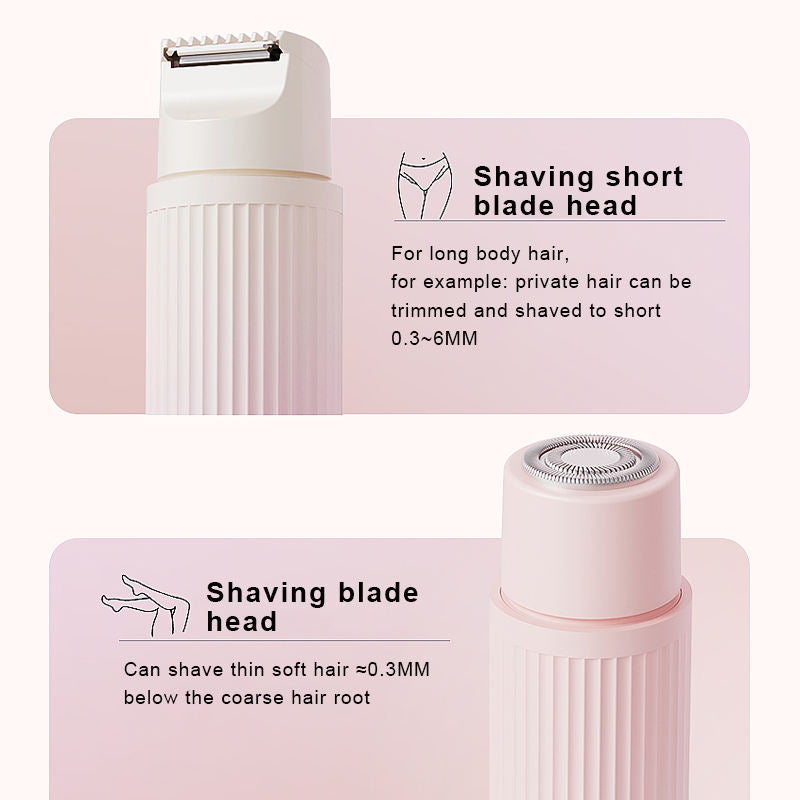Aparador de Pelo Corporal e Facial Elétrico 2 em 1 para Mulher (À Prova de Água, Duas Cabeças)