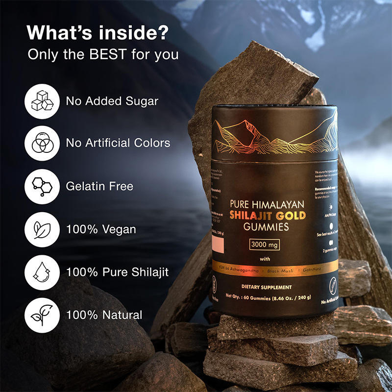 Gomitas orgánicas de Shilajit del Himalaya