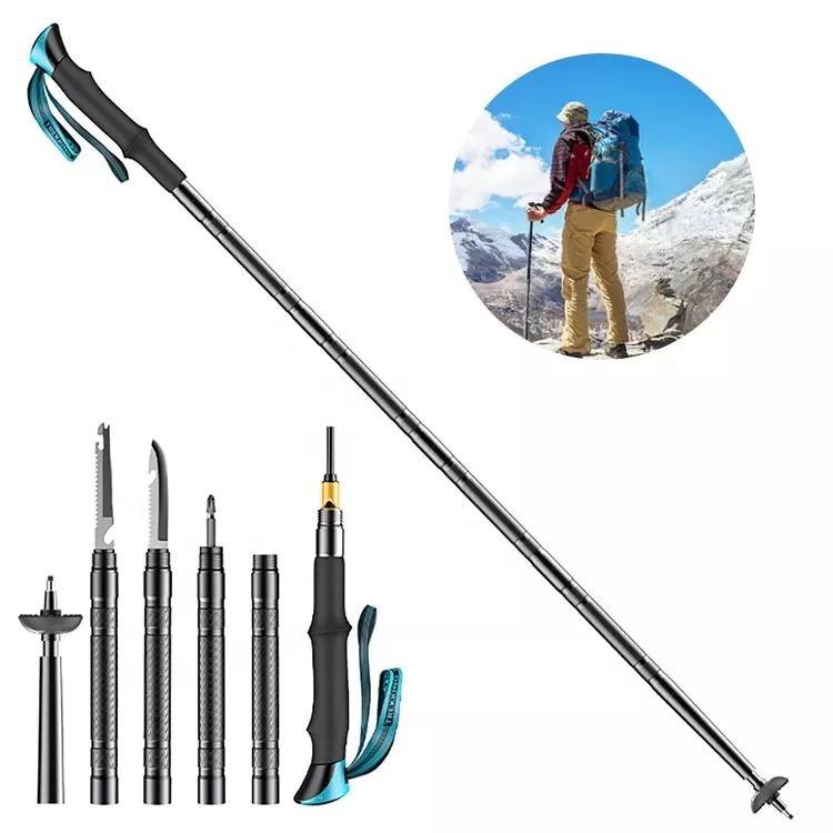 Collapsible Aluminum Multifunction Walking Stick – Outdoor & Hiking Use