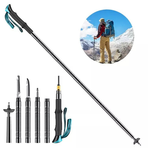 Collapsible Aluminum Multifunction Walking Stick – Outdoor & Hiking Use