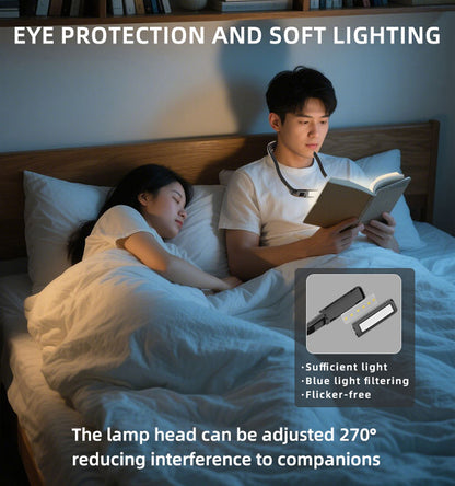 Rechargeable LED Neck Reading Light - Hands-Free Eye Protection Book Light
