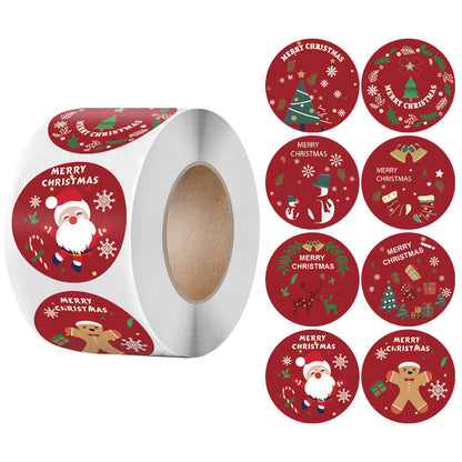 Rolo de autocolantes decorativos Feliz Natal - 500 unidades
