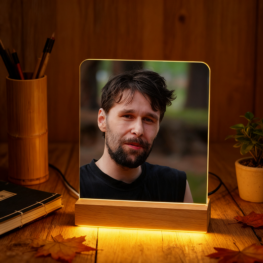 Luz Noturna Personalizada com Foto - Candeeiro de Secretária LED Acrílico Personalizado