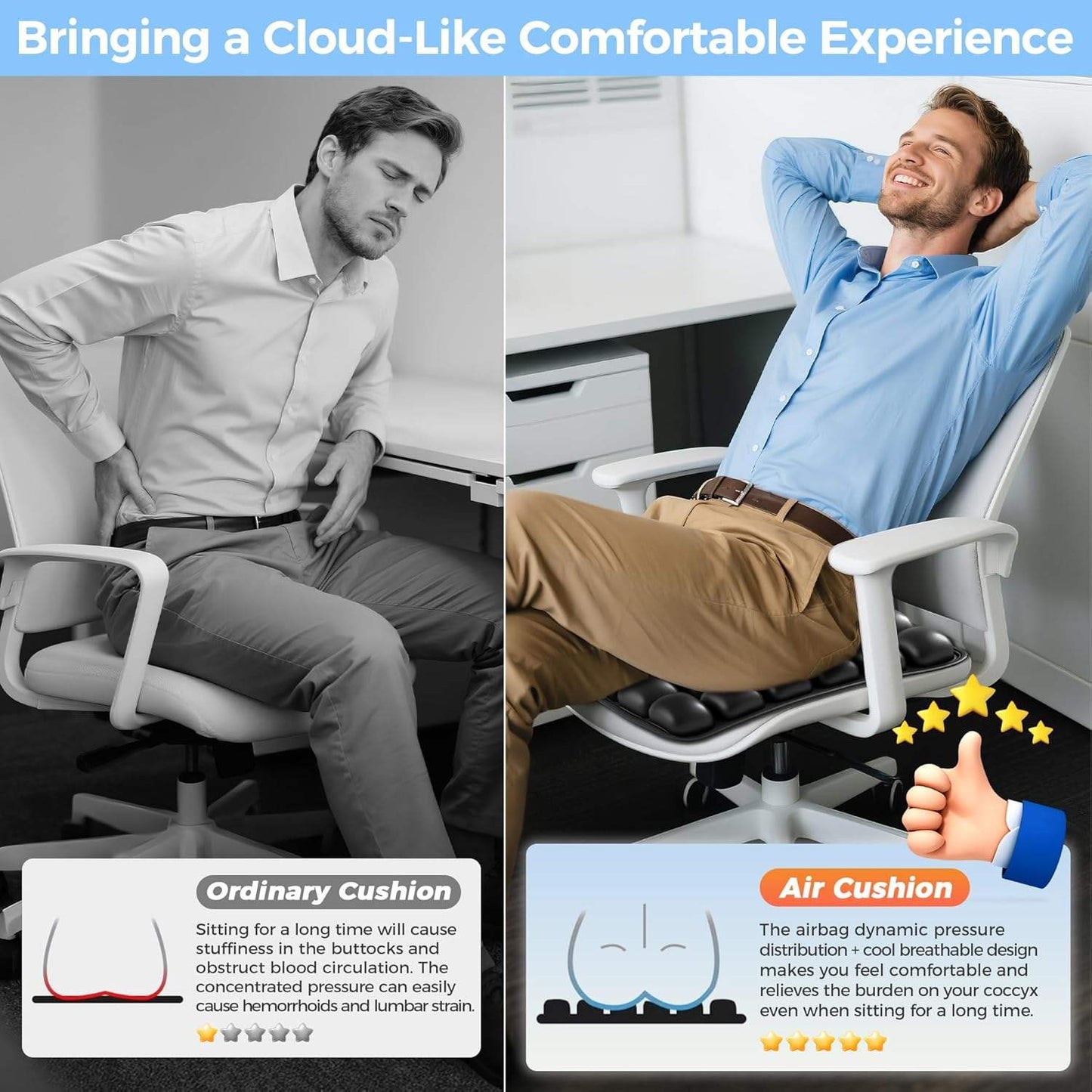 Almofada de Viagem Ergonómica com Células de Ar 3D