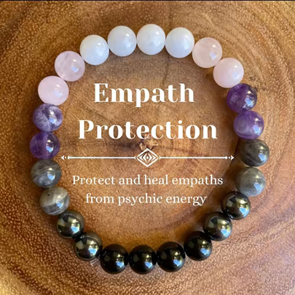 Natural Crystal Healing Bead Bracelet – Handcrafted Lucky Charm Cord