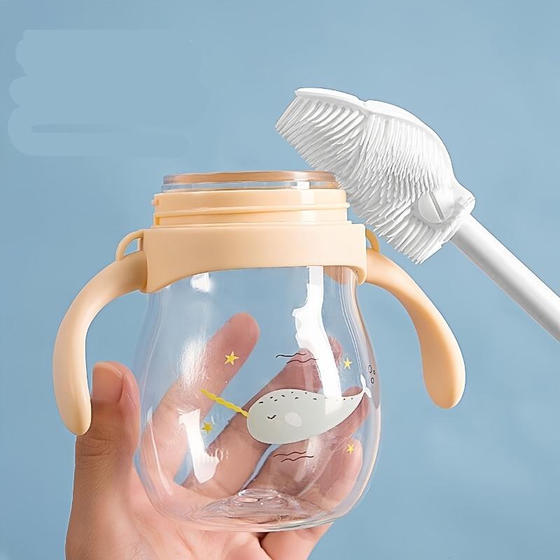 Escova de limpeza de garrafas e copos em silicone de cabo comprido