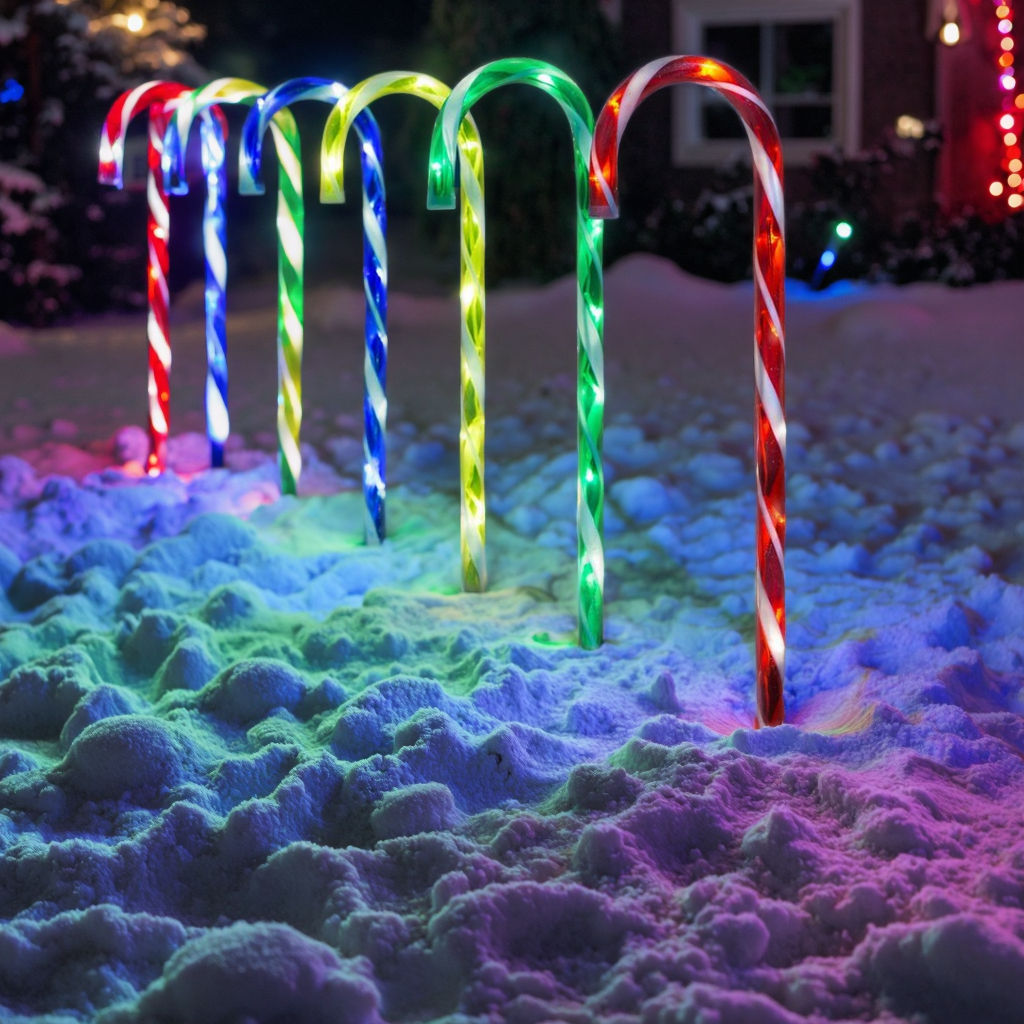 Luces LED de camino con forma de bastón de caramelo para exteriores – Decoraciones navideñas para patio