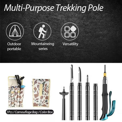 Collapsible Aluminum Multifunction Walking Stick – Outdoor & Hiking Use