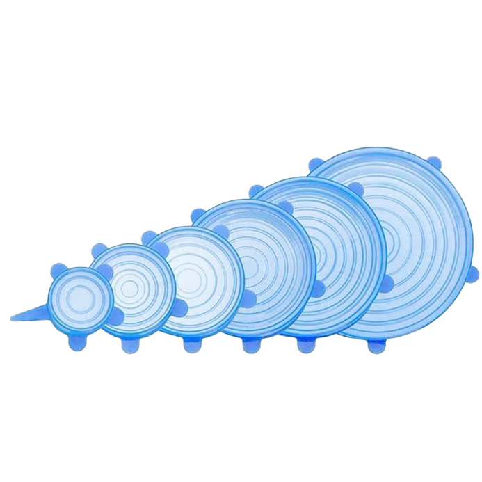 Stretch Lids Reusable Silicone Covers - 6-Pack Multi-Size Universal Food Fresh Covers