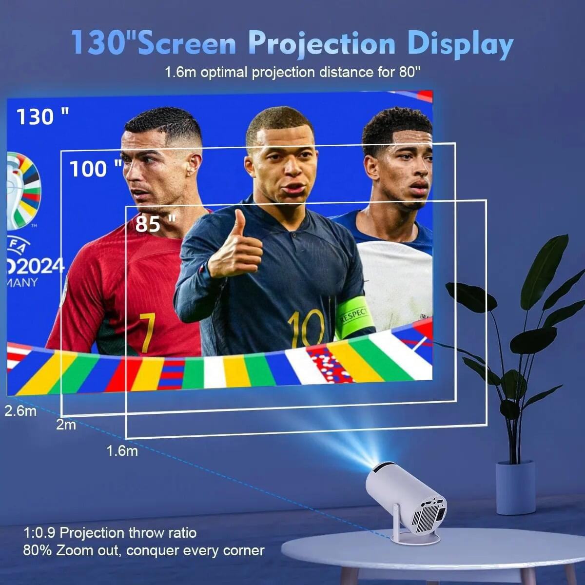 Proyector inteligente portátil con sistema Android – Mini proyector de cine en casa con WiFi 5G y Bluetooth